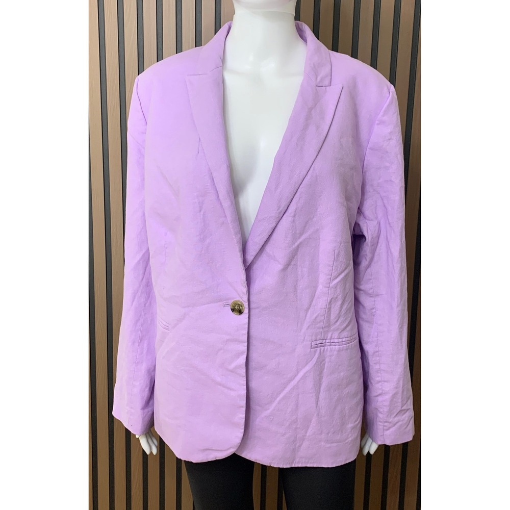 J.Crew Women's 20 Linen Cotton Blend Blazer Lavender Purple Single Button Jacket